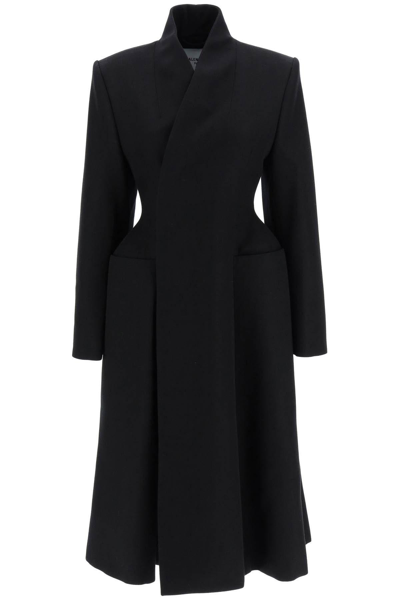 Shop Balenciaga Flare Hourglass Coat In Black