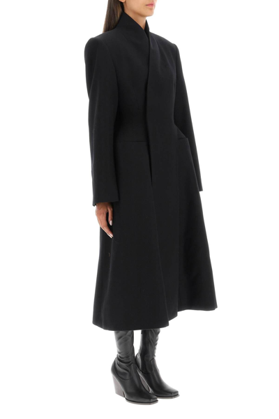 Shop Balenciaga Flare Hourglass Coat In Black