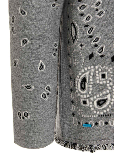 Shop Alanui Bandana Jacquard Knitted Cardigan In Medium Grey Mult