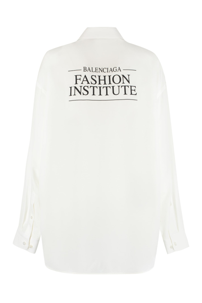 Shop Balenciaga Silk Shirt In Bianco