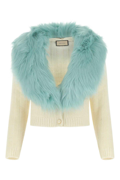 Shop Gucci Faux Fur Buttoned Cardigan