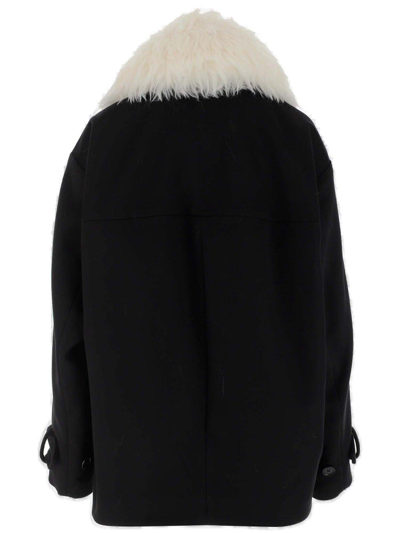 Shop Stella Mccartney Faux-fur Oversized Coat In Black
