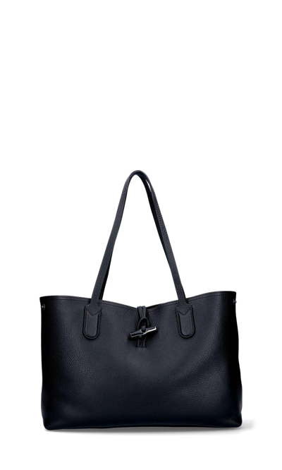 Shop Longchamp Roseau Essential Shoulder Bag In Nero