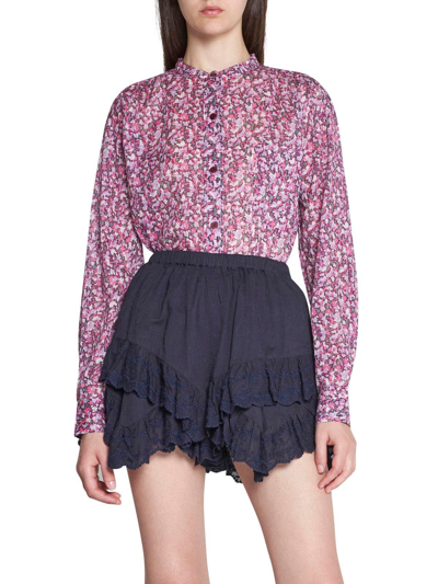 Shop Isabel Marant Étoile Floral-printed Buttoned Blouse In Rosa