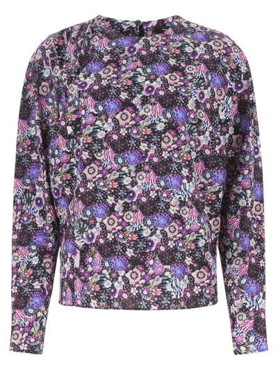 Shop Isabel Marant Multicolour Stretch-silk Blouse In Purple