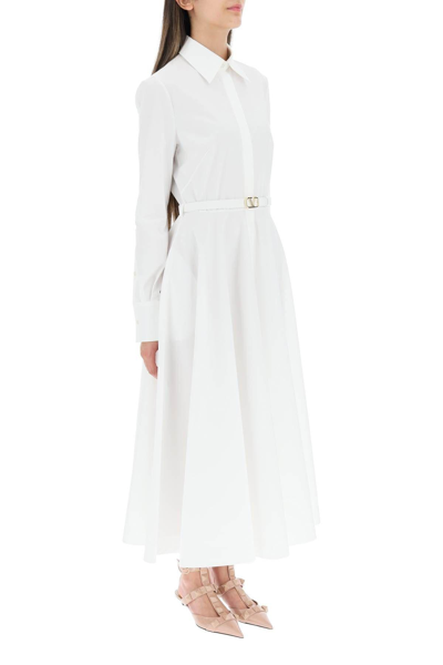 Shop Valentino Cotton Shirt Dress In Bianco