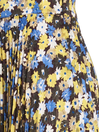 Shop Plan C Floral Pleated Skirt In Daisy Yellow