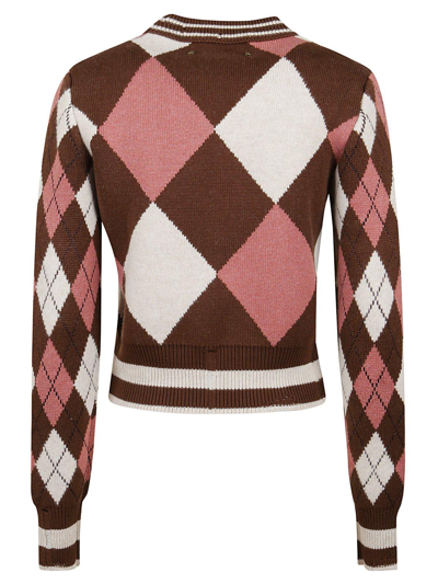 Shop Golden Goose Intarsia-knit Crewneck Jumper In Chicory Coffee/apple Butter