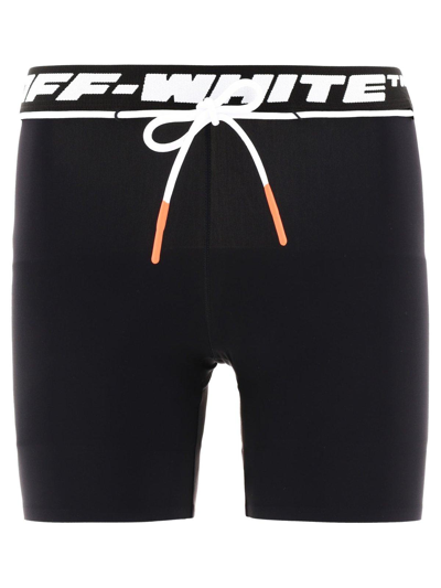 Shop Off-white Logo Wasitband Drawstring Shorts