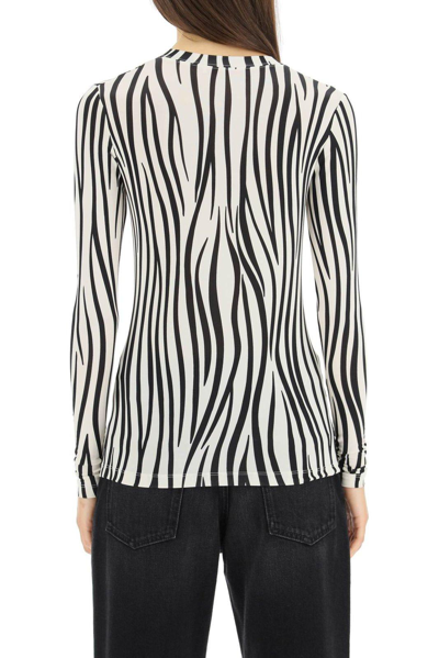 Shop Valentino Zebra Printed Long-sleeved T-shirt In Bianco