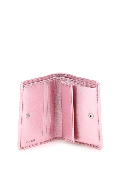 Shop Miu Miu Matelasse Nappa Leather Small Wallet In Rosa