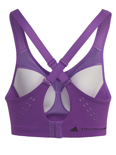 Shop Adidas By Stella Mccartney Logo Detailed Sports Bra In Purple