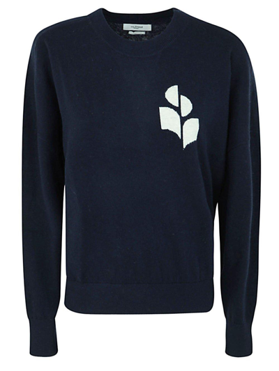 Shop Isabel Marant Étoile Long Sleeved Crewneck Sweater In 30mi Midnight
