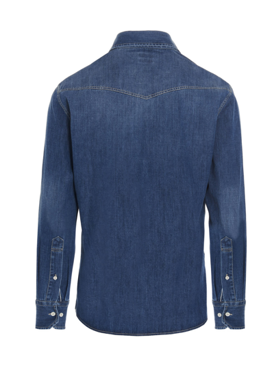Shop Brunello Cucinelli Denim Cotton Shirt In Blue