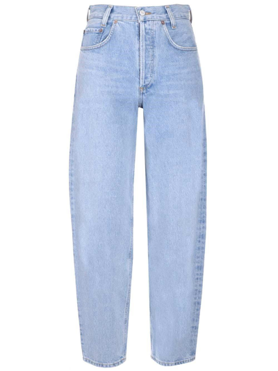 Shop Agolde Tapered High Rise Baggy Jeans In Blue