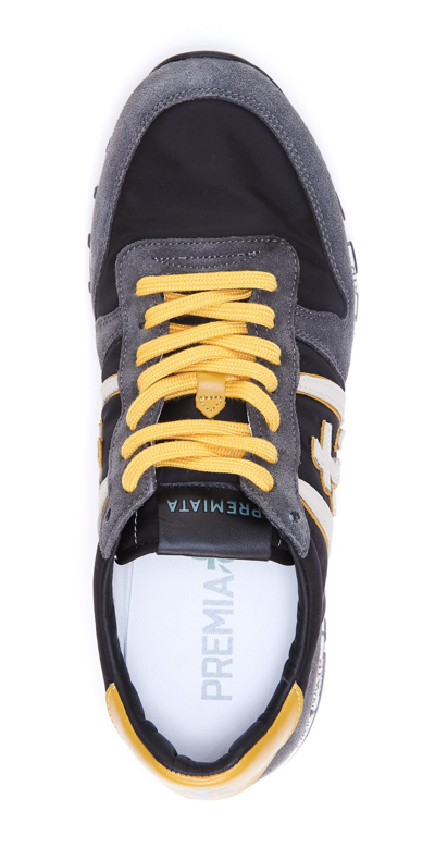 Shop Premiata Eric Sneakers In Grey/yellow