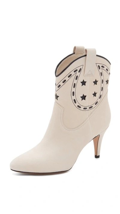 Marc Jacobs Georgia Metallic Leather Cowboy Boots In Ivory