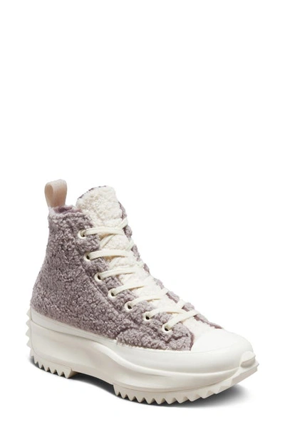 Shop Converse Chuck Taylor® All Star® Faux Shearling Run Star Hike Platform Sneaker In Mauve/ Egret/ Violet