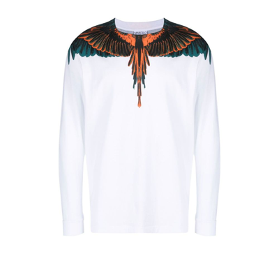 Shop Marcelo Burlon County Of Milan White Icon Wings Long-sleeved Cotton T-shirt