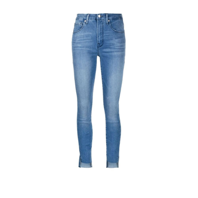 Shop Good American Good Legs Raw Step-hem Skinny Jeans - Women's - Cotton/polyester/viscose/elastane In Blue