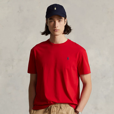 Shop Ralph Lauren Custom Slim Fit Jersey Crewneck T-shirt In Rl2000 Red