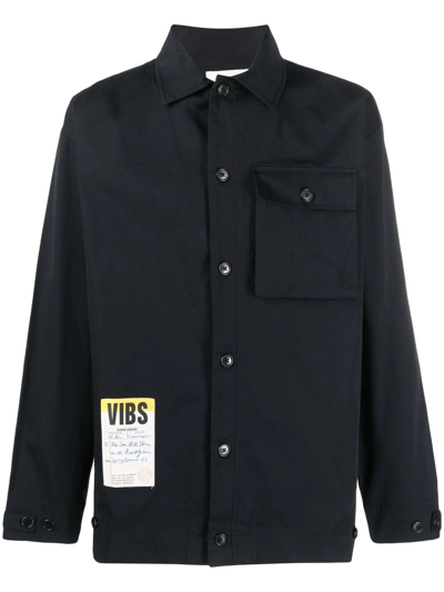 Shop Henrik Vibskov Logo-patch Organic Cotton Shirt In Black