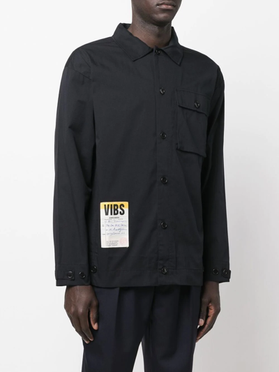 Shop Henrik Vibskov Logo-patch Organic Cotton Shirt In Black