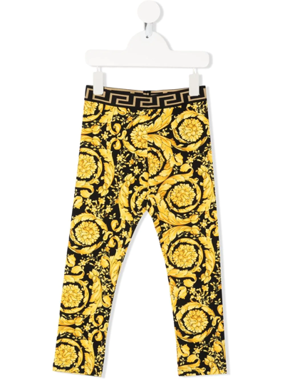 Shop Versace Barocco-print Straight Trousers In Black