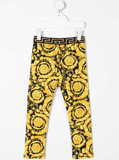 Shop Versace Barocco-print Straight Trousers In Black