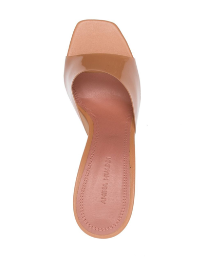 Shop Amina Muaddi Lupita Glass 95mm Wedge Sandals In Brown