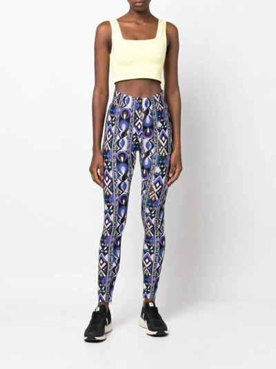 Shop Pucci Rombi-print High-waisted Leggings In Blue