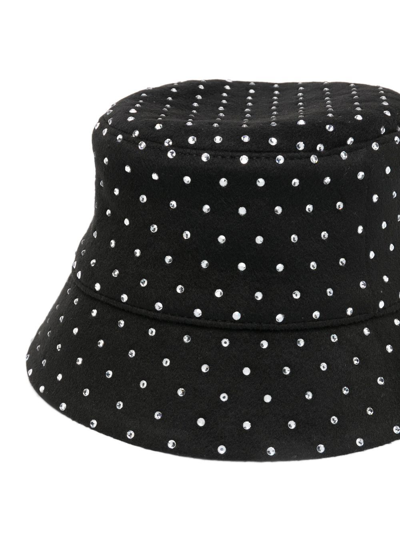 Ruslan Baginskiy Crystal Bucket Hat With Rhinestones And Polka Dot Pattern In Black