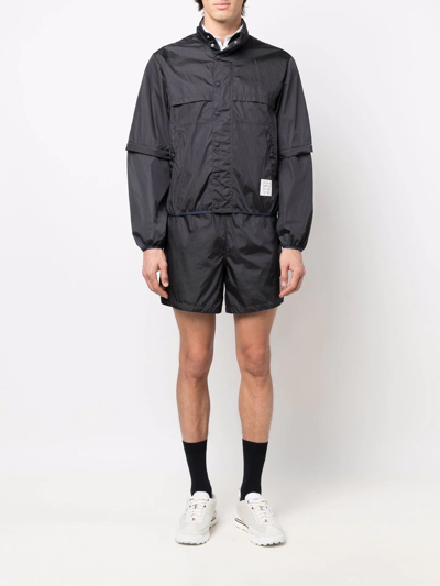 Shop Thom Browne Logo-patch Track Shorts In 415 Navy