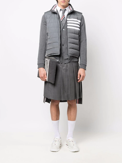 Shop Thom Browne 4-bar Motif Puffer Gilet In Grey