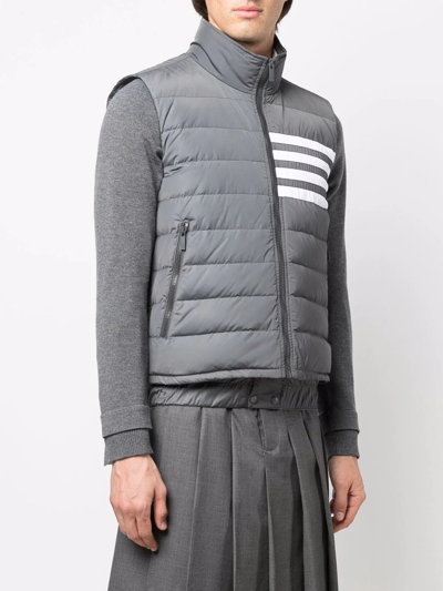 Shop Thom Browne 4-bar Motif Puffer Gilet In Grey