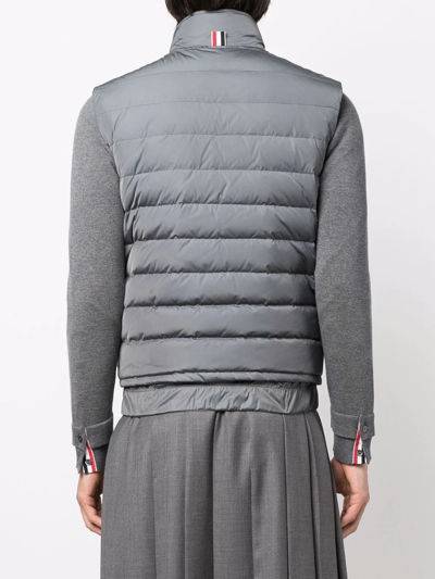 Shop Thom Browne 4-bar Motif Puffer Gilet In Grey