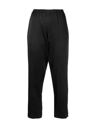 Shop Gilda & Pearl Feather-trim Silk Pyjama Set In Black