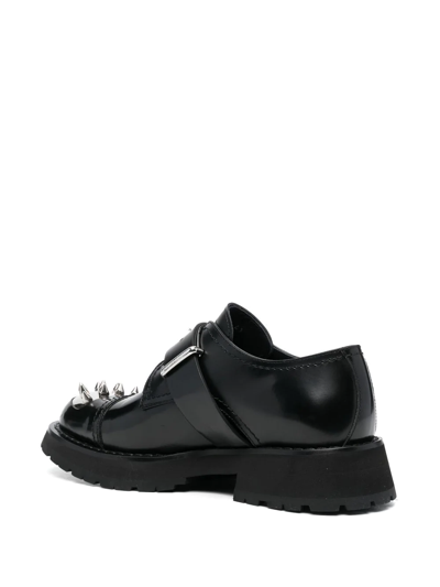 Alexander Mcqueen Studded Strap Derby Loafers In Black