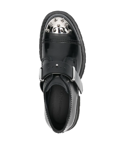 Alexander Mcqueen Studded Strap Derby Loafers In Black
