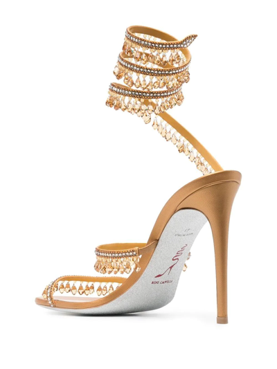Shop René Caovilla Chandelier Crystal-embellished Sandals In Neutrals