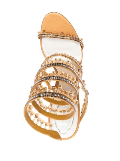 Shop René Caovilla Chandelier Crystal-embellished Sandals In Neutrals