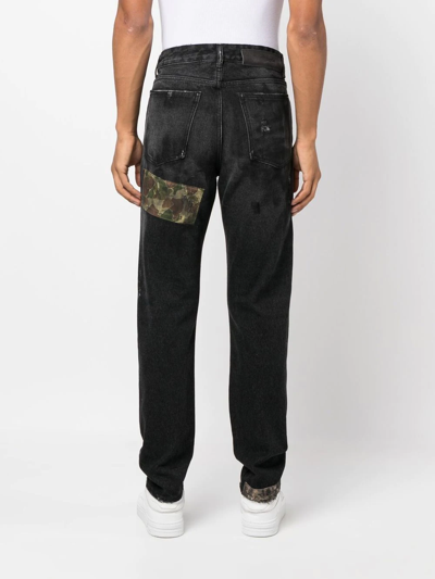 Shop Palm Angels Palm Tree-patch Straight-leg Jeans In Black