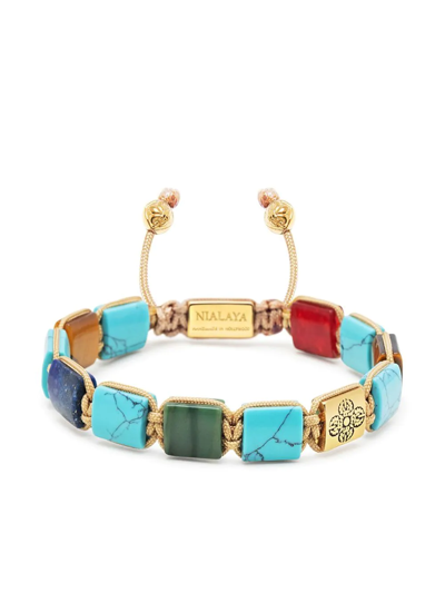 Shop Nialaya Jewelry Gemstone-embellished Adjustable Bracelet In Blue