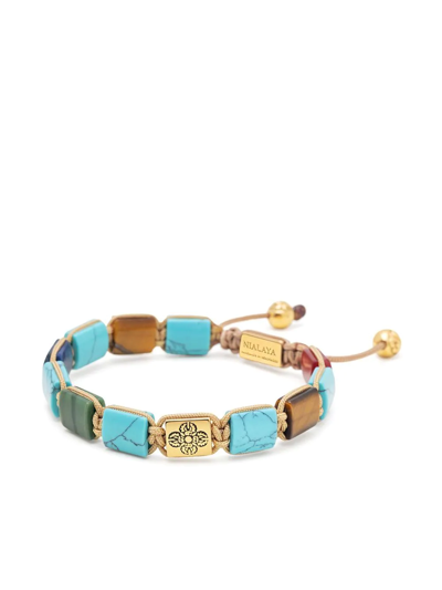 Shop Nialaya Jewelry Gemstone-embellished Adjustable Bracelet In Blue