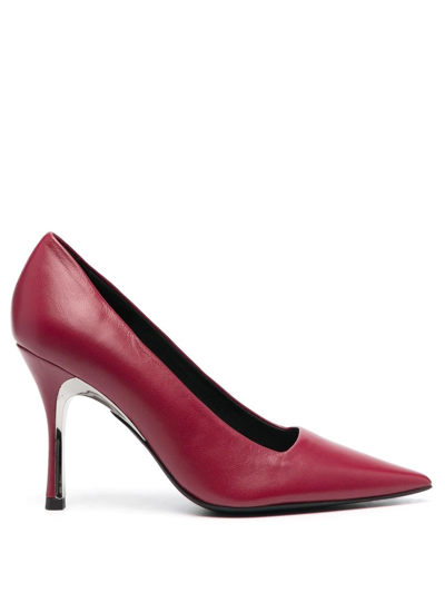 Shop Furla 95mm Leather Pointed-toe Pumps In Pink