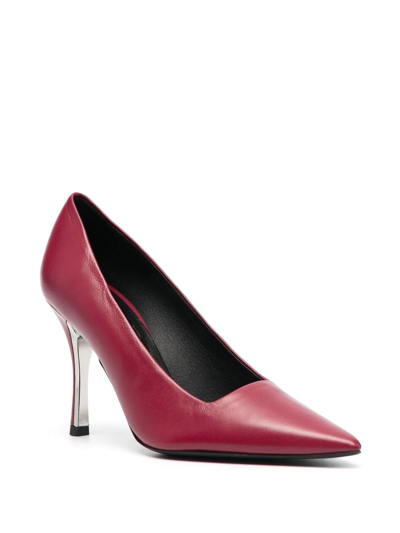 Shop Furla 95mm Leather Pointed-toe Pumps In Pink