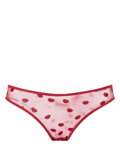 Le Petit Trou Bouche Embroidered Briefs In Red