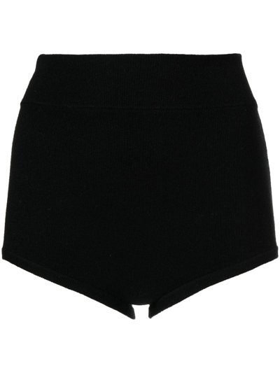 Cashmere In Love Felix Knitted Logo-patch Shorts In Black