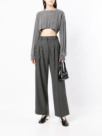 Cashmere In Love Remy Cropped Knit Top In Grey