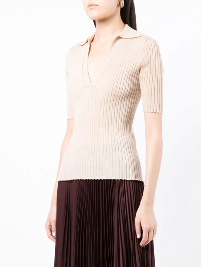 Shop Cashmere In Love Summer Cashmere Polo Shirt In Brown